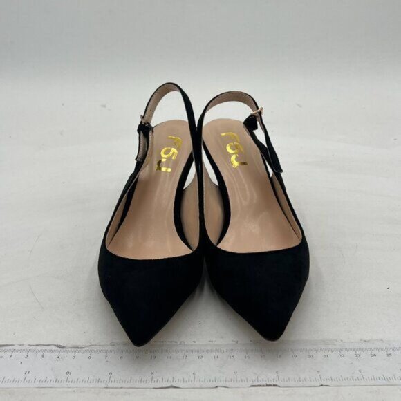 FSJ Women Classic Slingback Pumps Mid Heels Sandal Pointy Toe - Picture 3 of 8